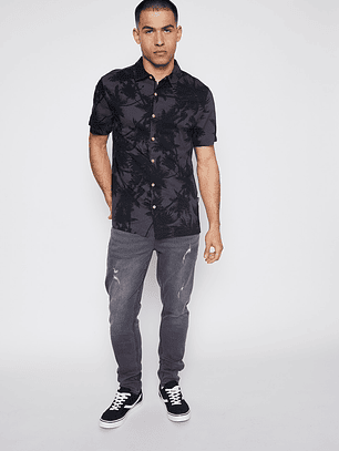 Camisa Hombre Print Palmera Gris Familyshop