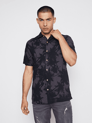 Camisa Hombre Print Palmera Gris Familyshop