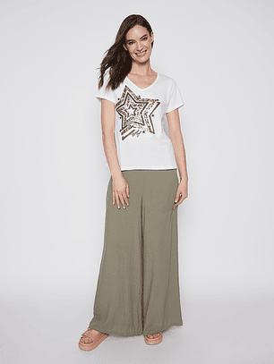 Pantalón Mujer Palazzo Verde Familyshop