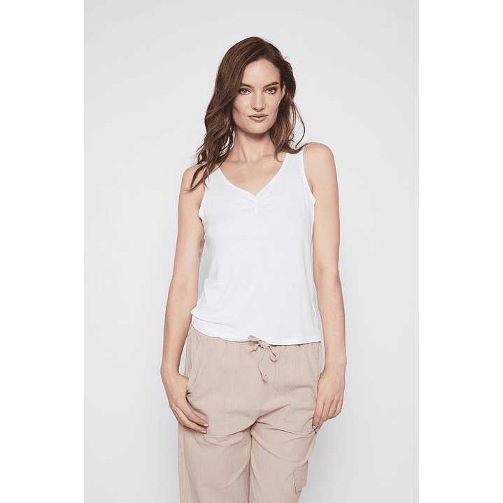Polera Mujer Recogido Blanco Familyshop 1