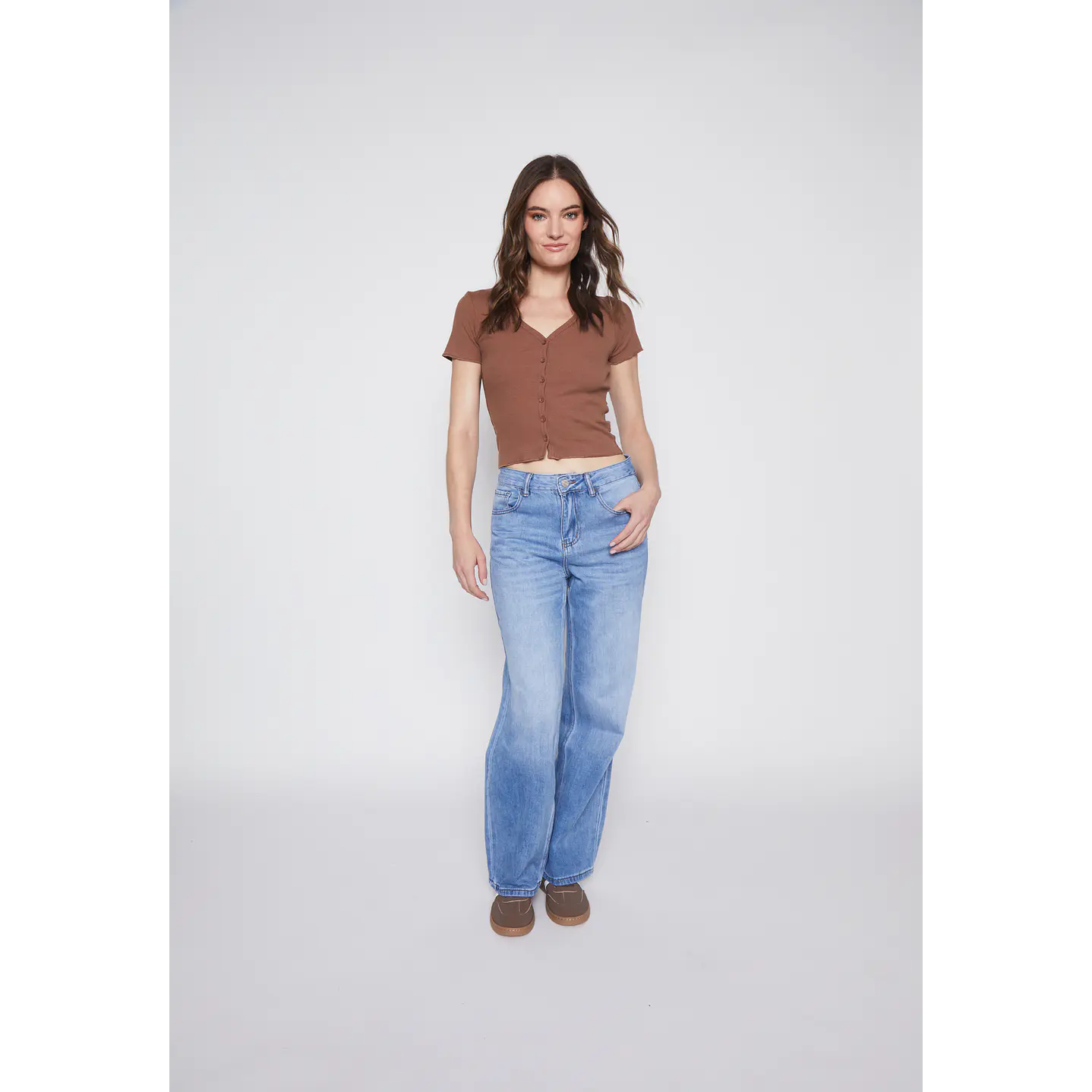 Polera Mujer Botones Café Familyshop 2