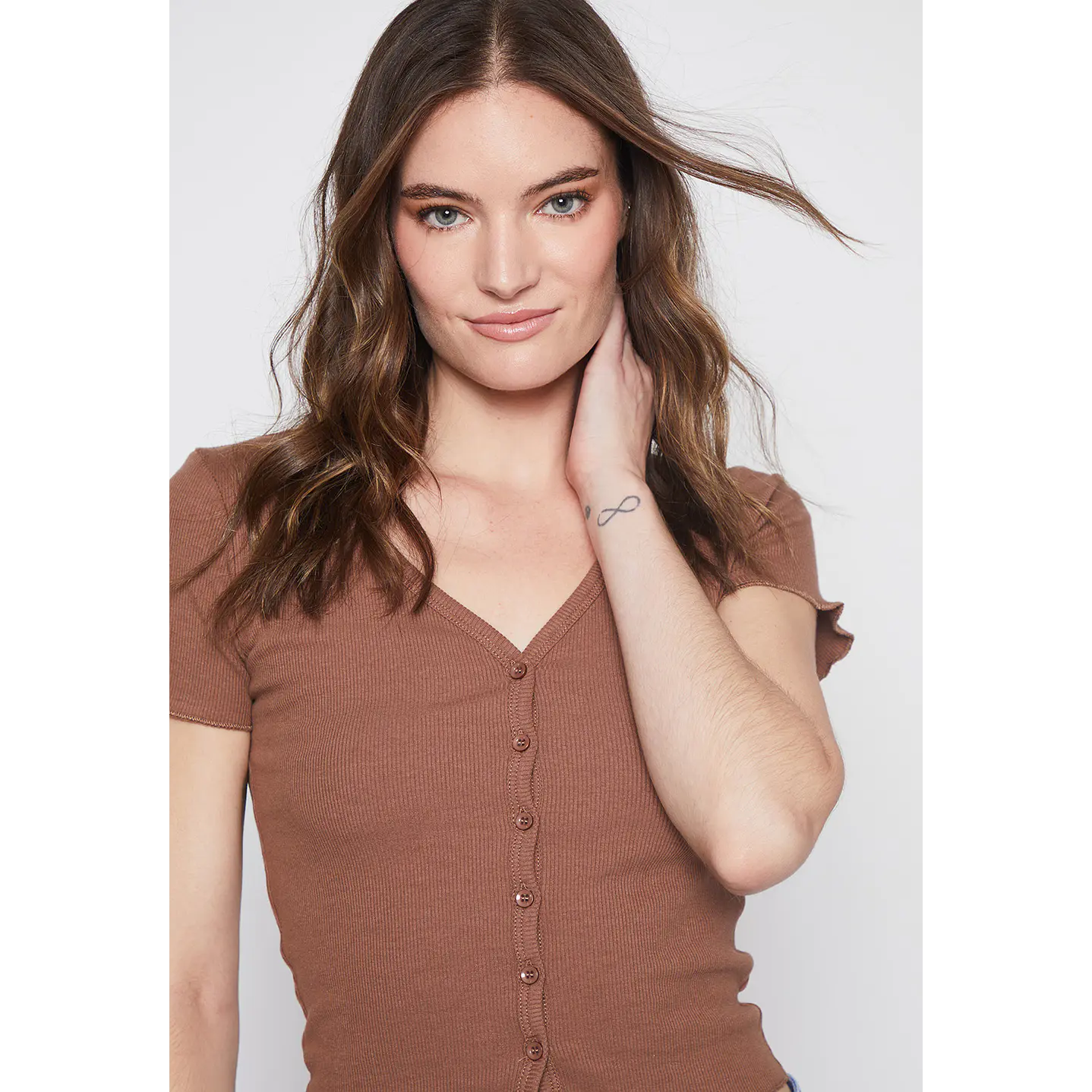 Polera Mujer Botones Café Familyshop 3