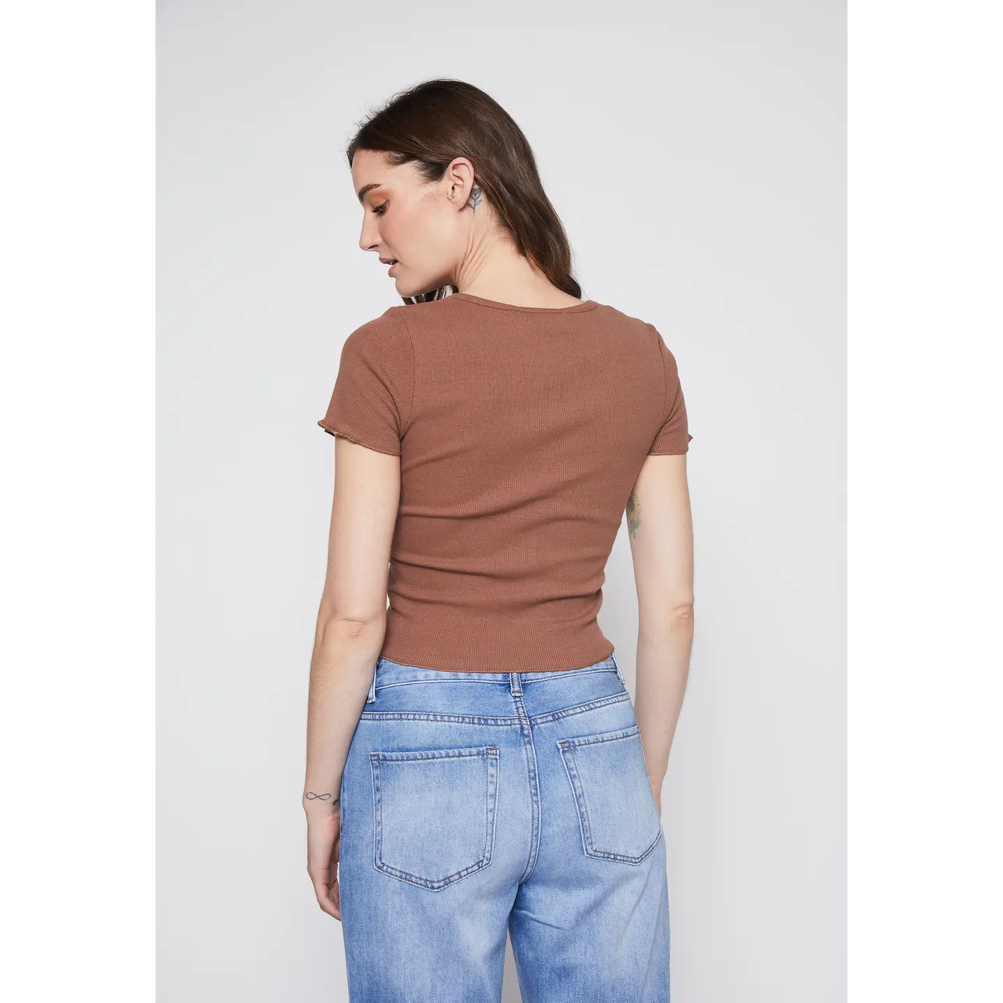 Polera Mujer Botones Café Familyshop 4