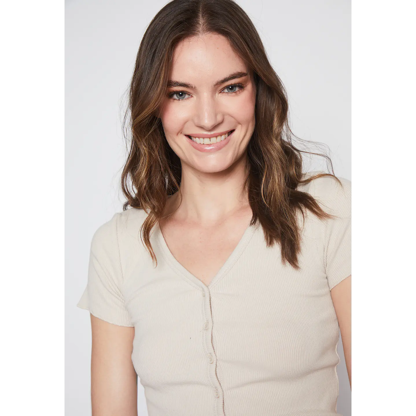 Polera Mujer Botones Beige Familyshop 4