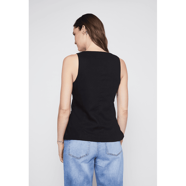 Vest Mujer Lino Negro Familyshop 2