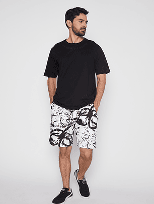 Polera Hombre Letras Cuello Negro Familyshop