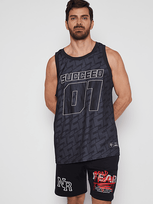 Polera Hombre Print Número Gris Familyshop