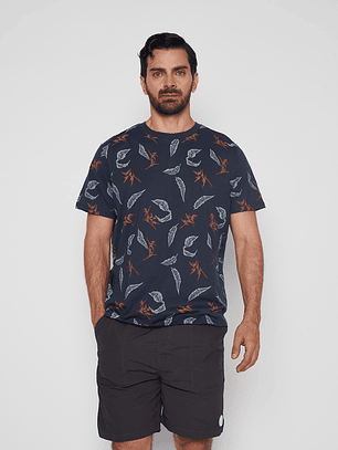 Polera Hombre Hojas Azul Familyshop