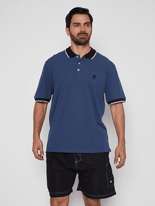 Polera Hombre Pique Melange Azul Familyshop
