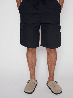 Bermuda Hombre Cargo Costura Negro Familyshop