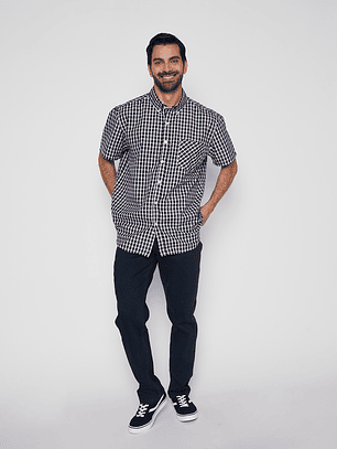 Camisa Hombre Escocesa Negro Familyshop