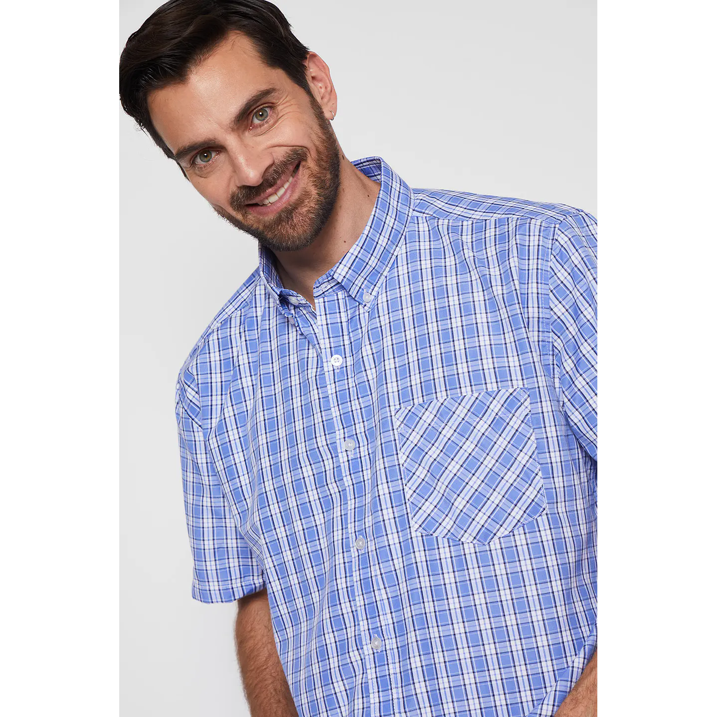 Camisa Hombre Escocesa Celeste Familyshop 4