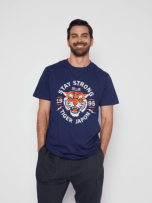 Polera Hombre Tri Color Azul Familyshop