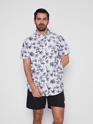 Camisa Hombre Palmeras Blanco Familyshop