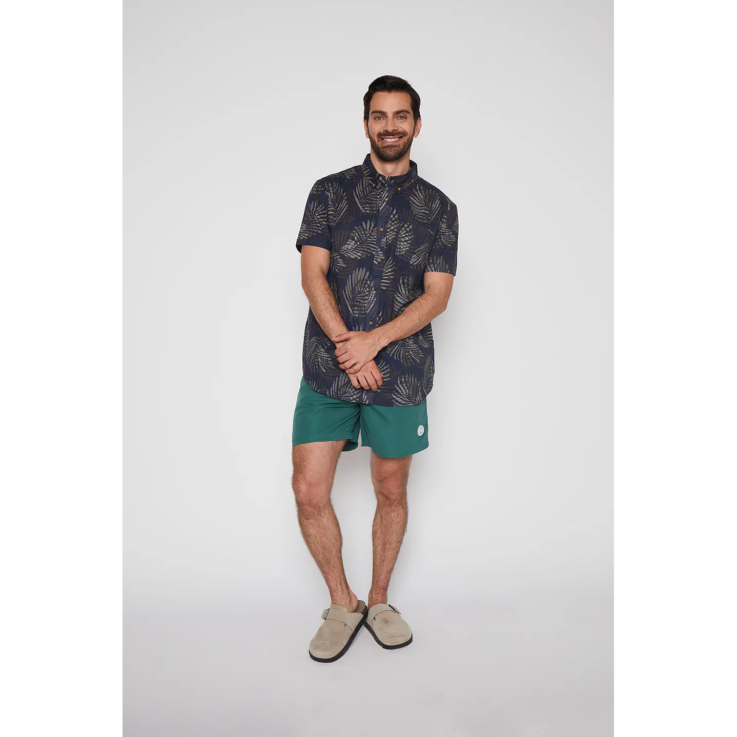 Camisa Hombre Print Hojas Azul Familyshop 2