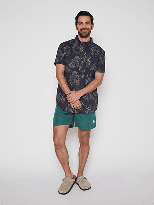 Camisa Hombre Print Hojas Azul Familyshop