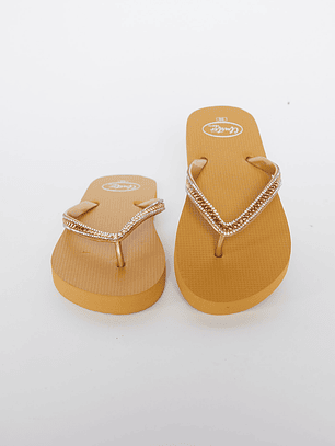 Hawaianas Zuecos Brillos Mujer Beige Familyshop