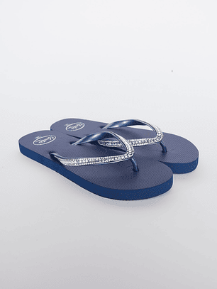 Hawaianas Zuecos Brillos Mujer Azul Familyshop
