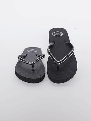 Hawaianas Zuecos Brillos Mujer Negro Familyshop