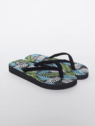 Hawaianas Zuecos Tela Mujer Negro Familyshop