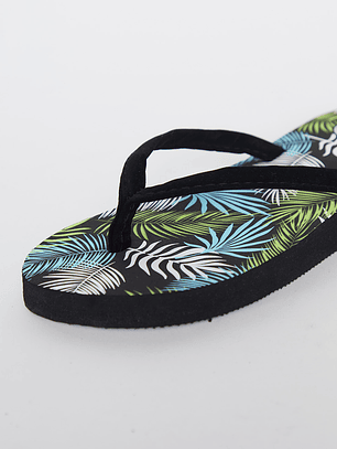 Hawaianas Zuecos Tela Mujer Negro Familyshop