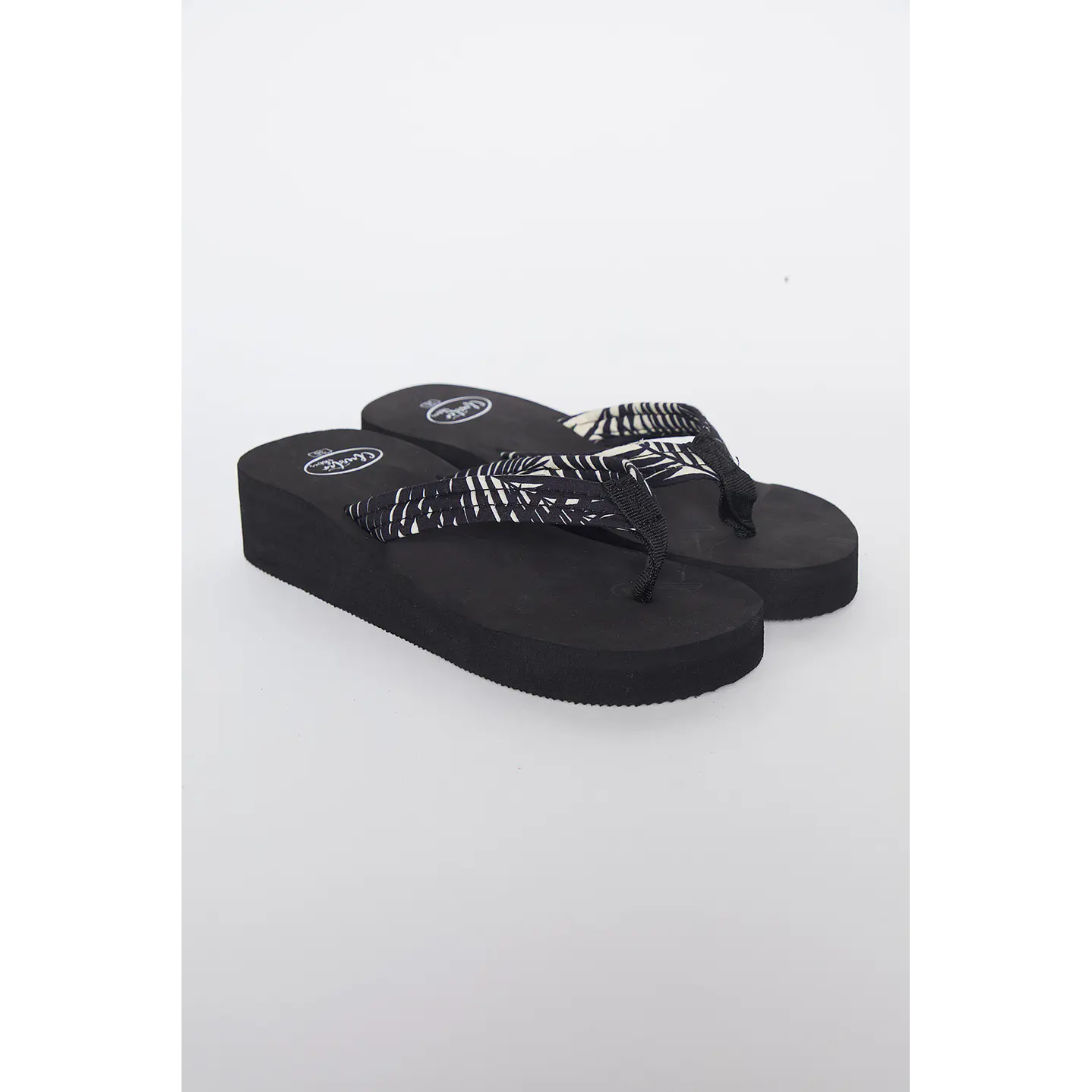 Hawaianas Zuecos Tela Mujer Negro Familyshop 1