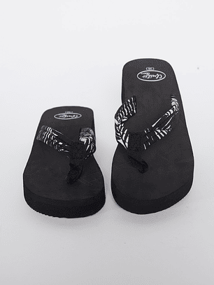 Hawaianas Zuecos Tela Mujer Negro Familyshop