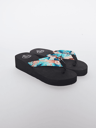 Hawaianas Zuecos Tela Mujer Azul Familyshop