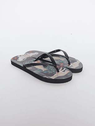 Hawaianas Zuecos Tropical Mujer Negro Familyshop