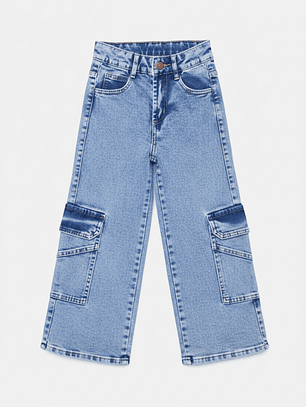 Jeans Cargo Niña Azul Familyshop