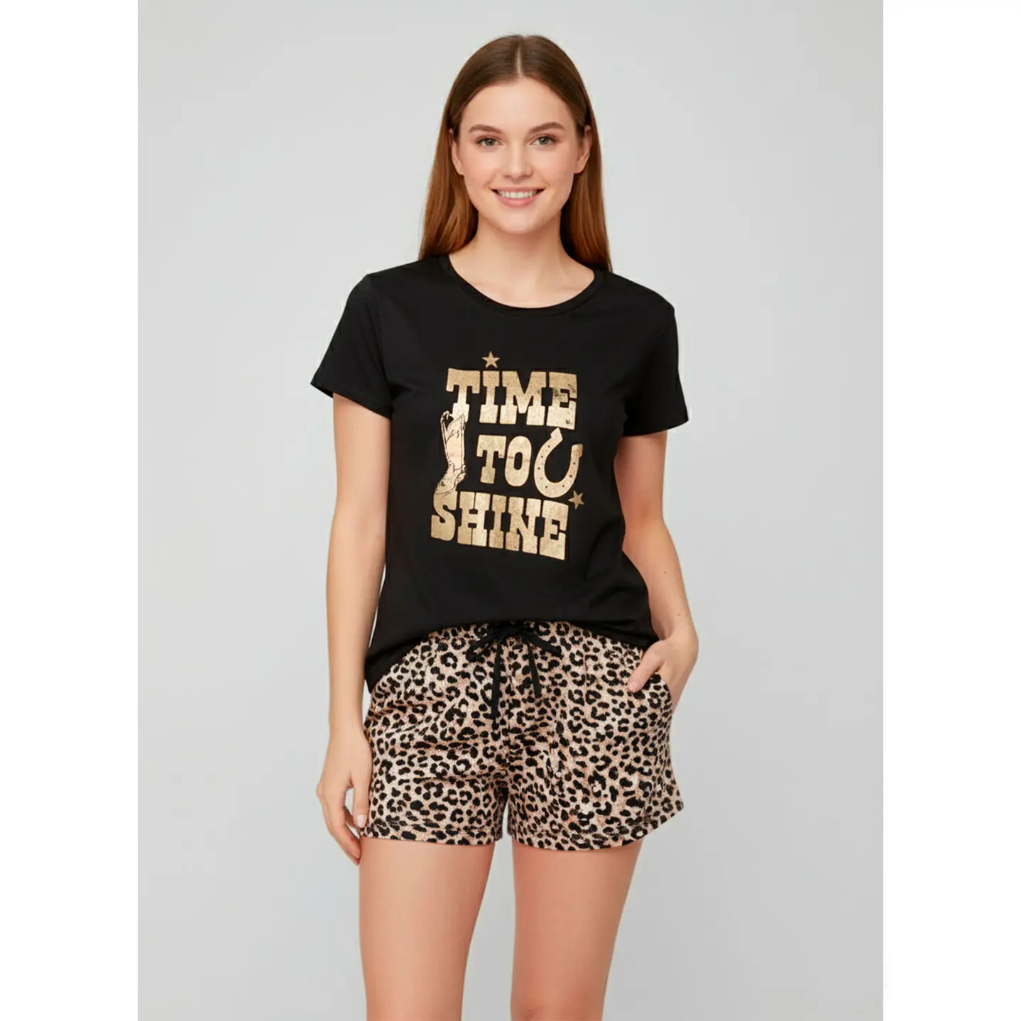 Pijama Corto Time Mujer Negro Familyshop 1