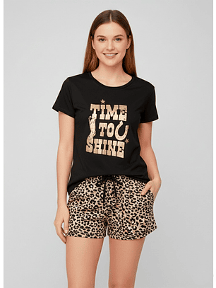 Pijama Corto Time Mujer Negro Familyshop