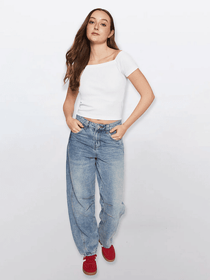 Jeans Balloon Mujer Celeste Familyshop