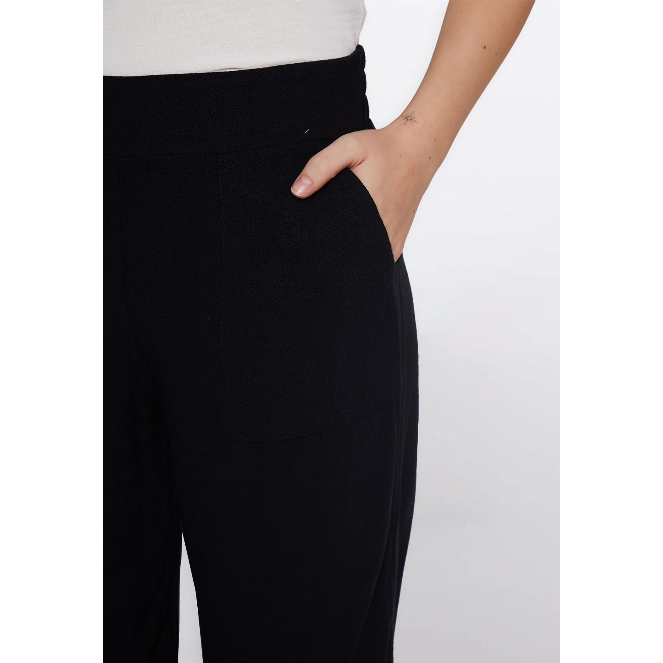 Pantalón Lino Mujer Negro Familyshop 3