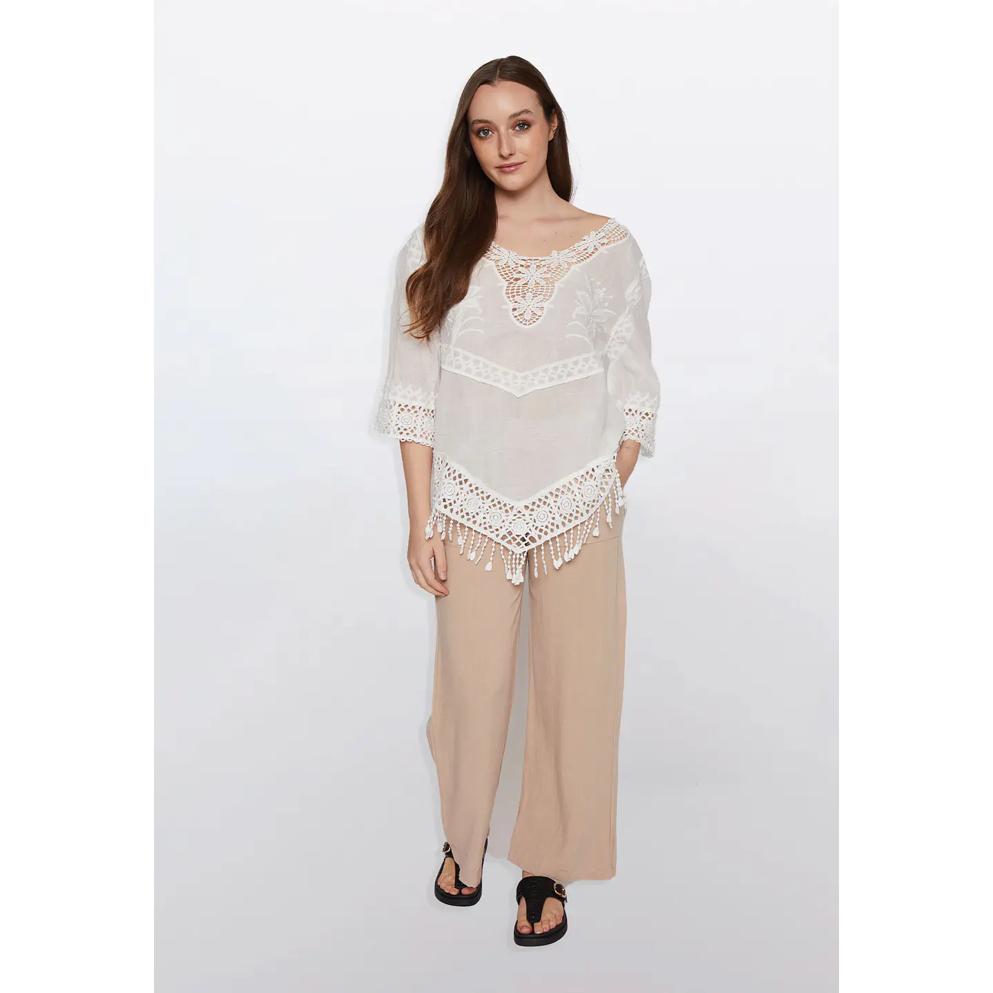 Blusa Mujer Manga 3/4 Blanco Familyshop 2