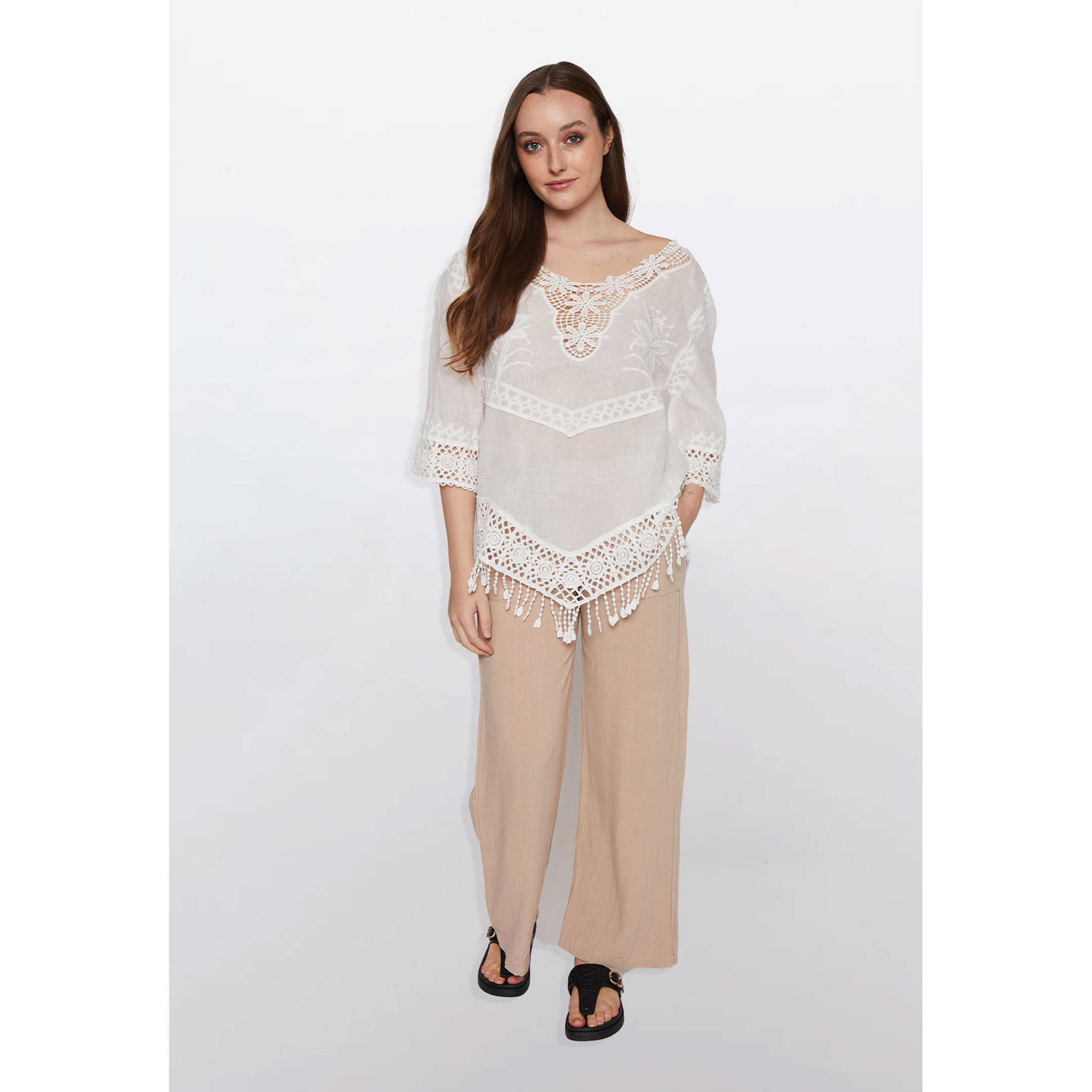 Blusa Mujer Manga 3/4 Blanco Familyshop 2