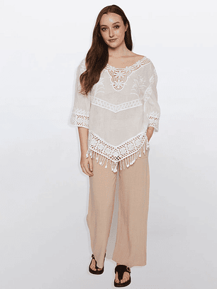 Blusa Mujer Manga 3/4 Blanco Familyshop