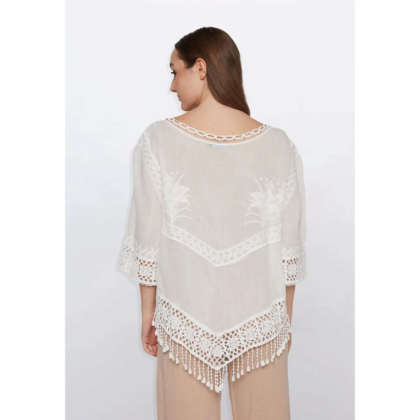 Blusa Mujer Manga 3/4 Blanco Familyshop 4