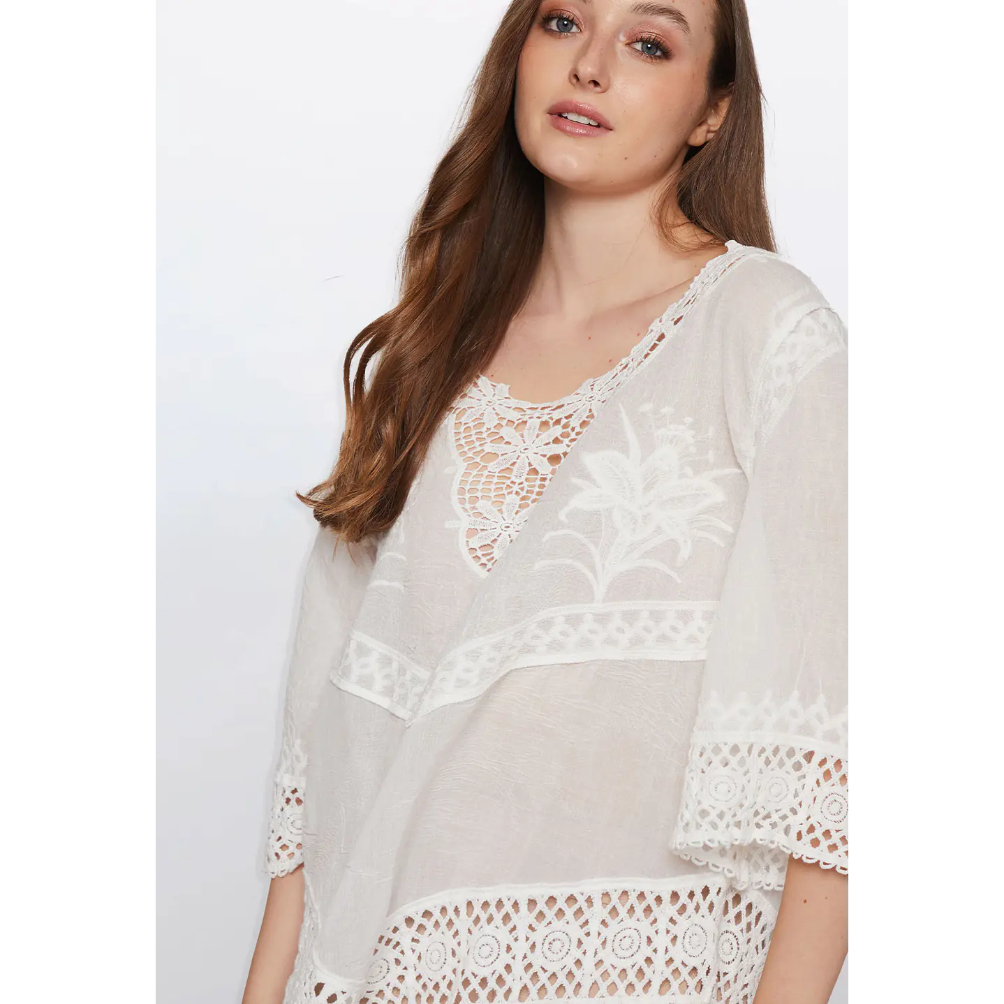 Blusa Mujer Manga 3/4 Blanco Familyshop 3