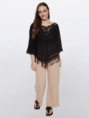 Blusa Mujer Manga 3/4 Negro Familyshop