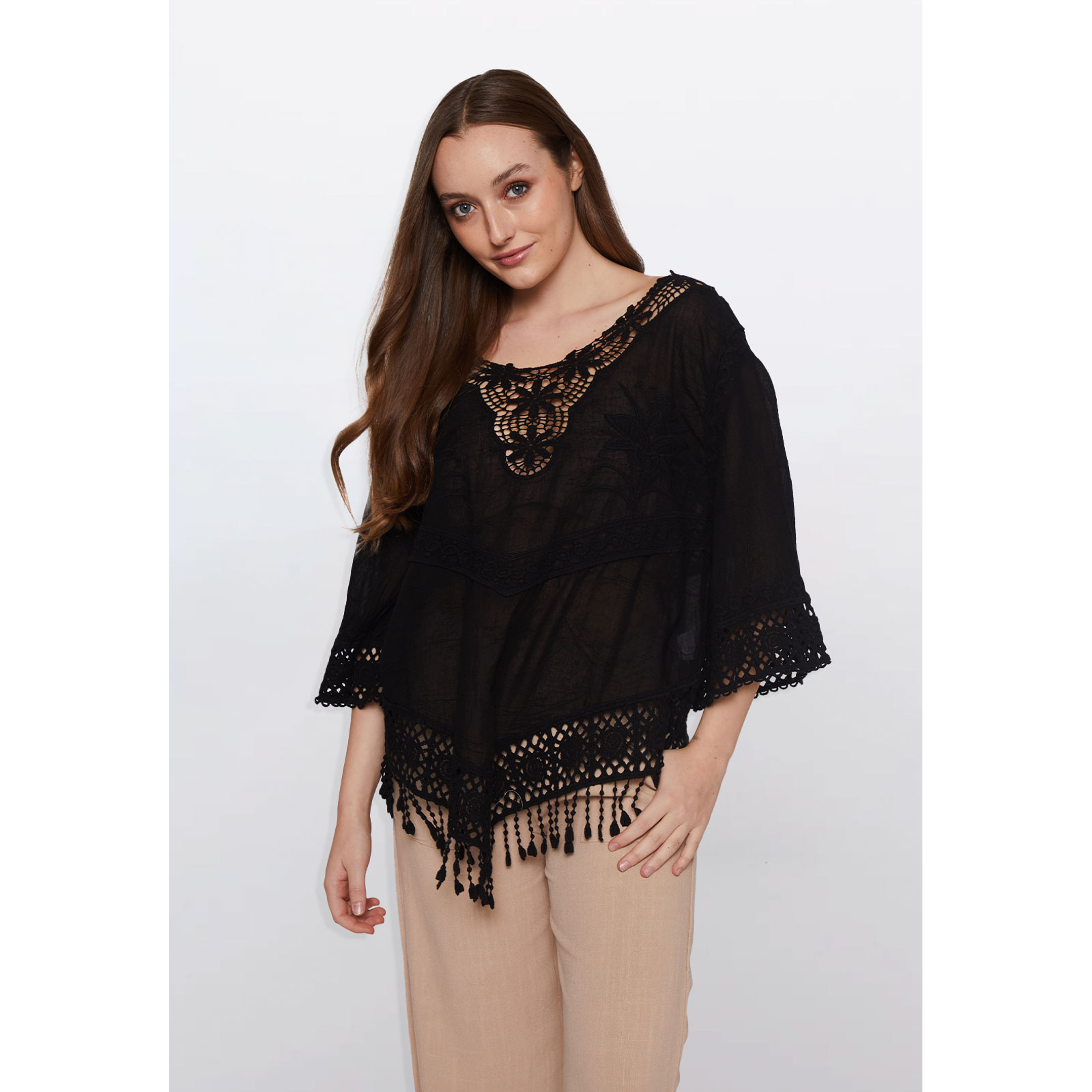 Blusa Mujer Manga 3/4 Negro Familyshop 1
