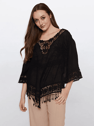 Blusa Mujer Manga 3/4 Negro Familyshop