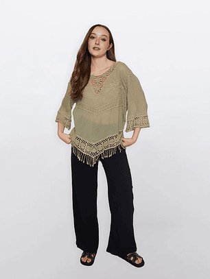 Blusa Mujer Manga 3/4 Verde Familyshop