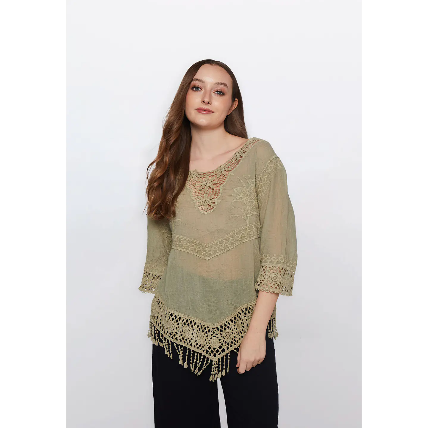 Blusa Mujer Manga 3/4 Verde Familyshop 1