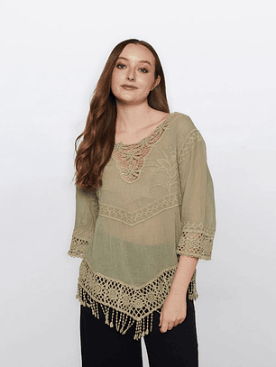 Blusa Mujer Manga 3/4 Verde Familyshop