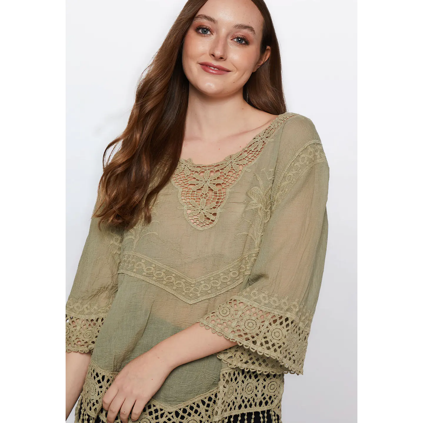 Blusa Mujer Manga 3/4 Verde Familyshop 4