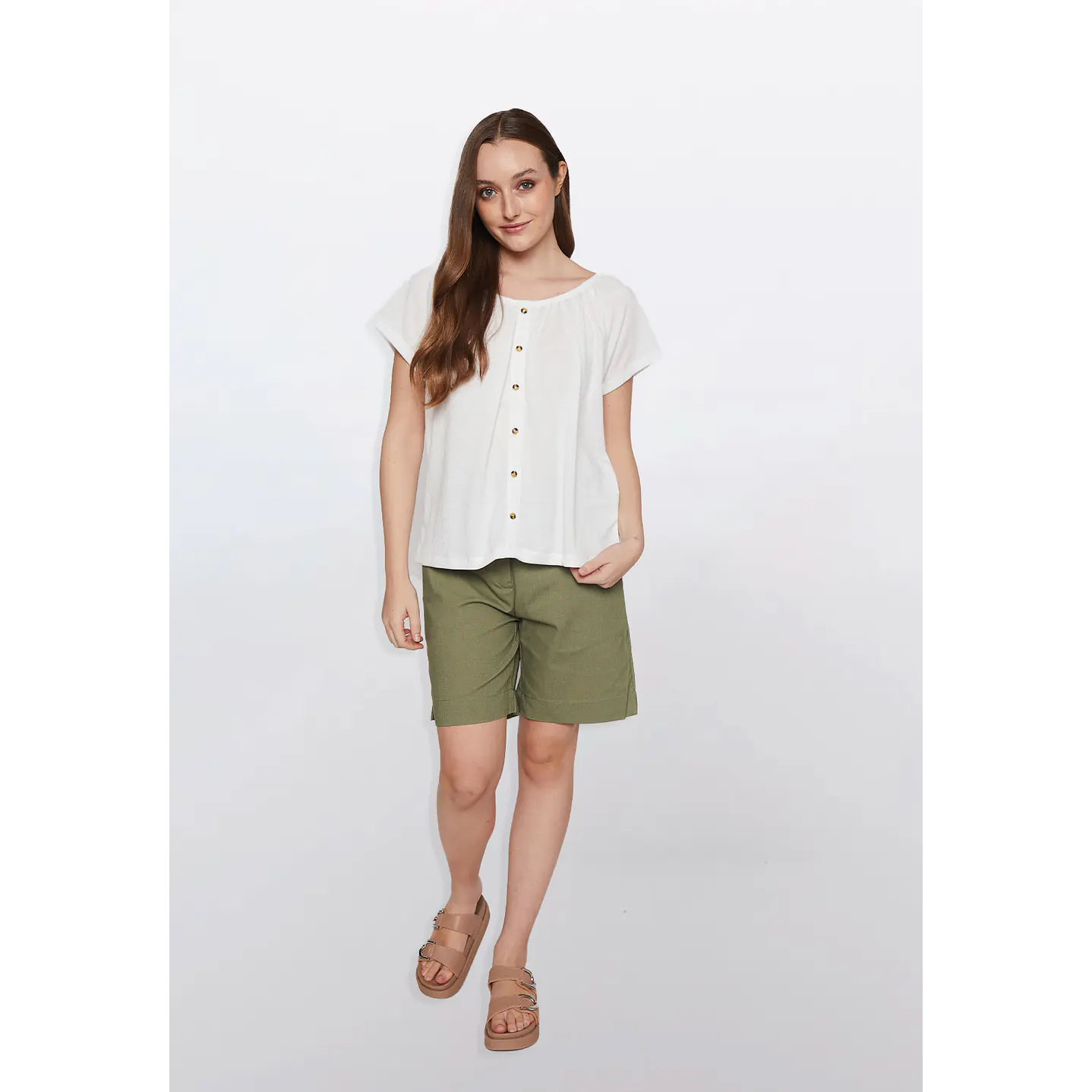 Polera Mujer Chic Botones Crudo Familyshop 2