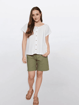 Polera Mujer Chic Botones Crudo Familyshop