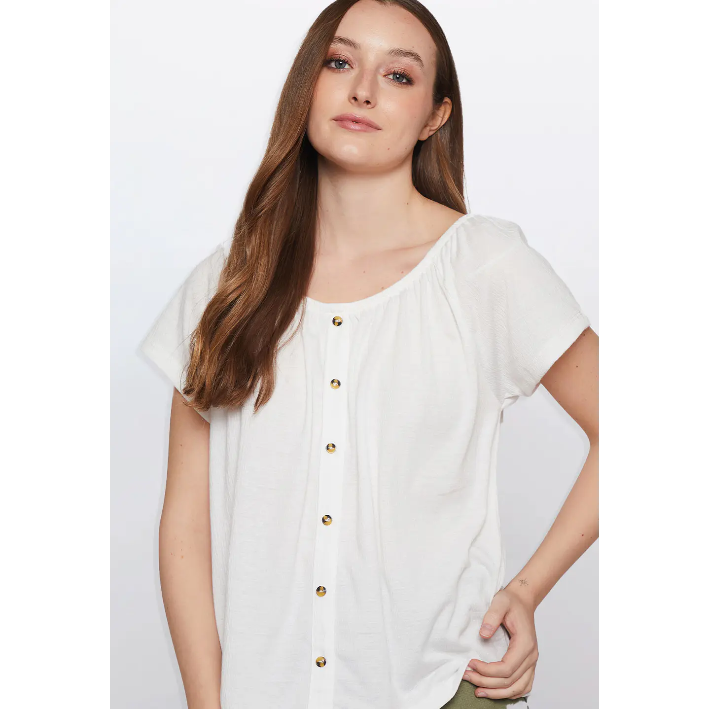 Polera Mujer Chic Botones Crudo Familyshop 3