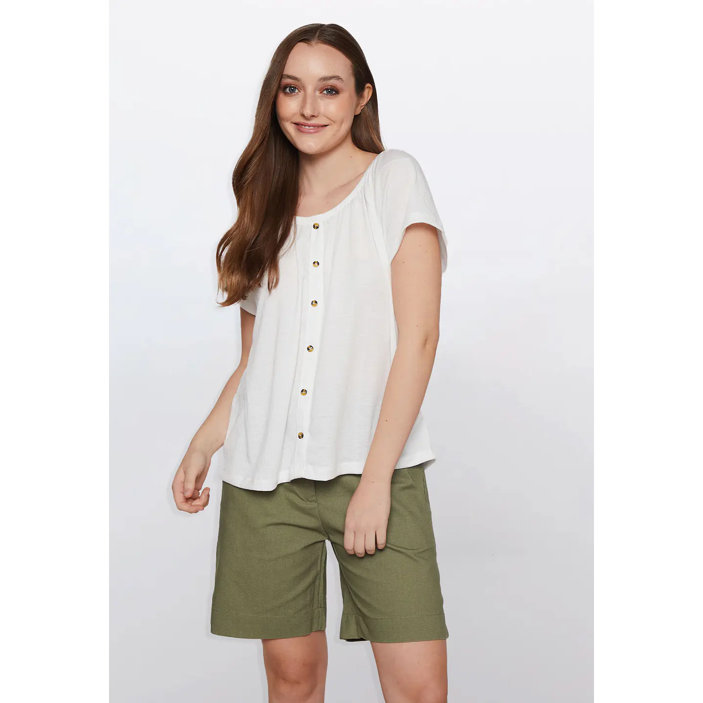 Polera Mujer Chic Botones Crudo Familyshop 1